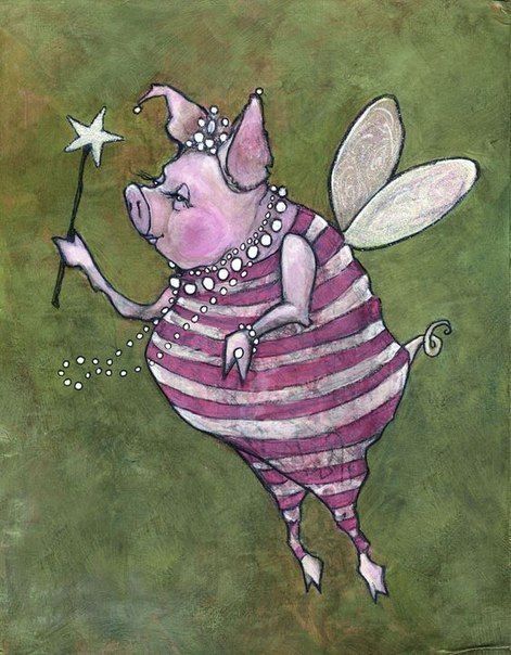 a pig with a wand and stars on it's back, saying advice from a pig