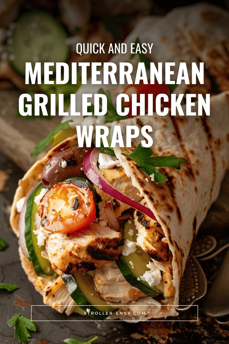 Healthy Mediterranean Grilled Chicken Wraps Grilled Chicken For Wraps, Chicken Marinade For Wraps, Grilled Chicken Lunch Ideas Healthy, Mediterranean Chicken Wrap Recipes, Grill Chicken Wrap, Healthy Grilled Chicken Marinade, Grilled Chicken Wraps Healthy, Lazy Dinner Ideas Quick Healthy, Greek Wraps Chicken