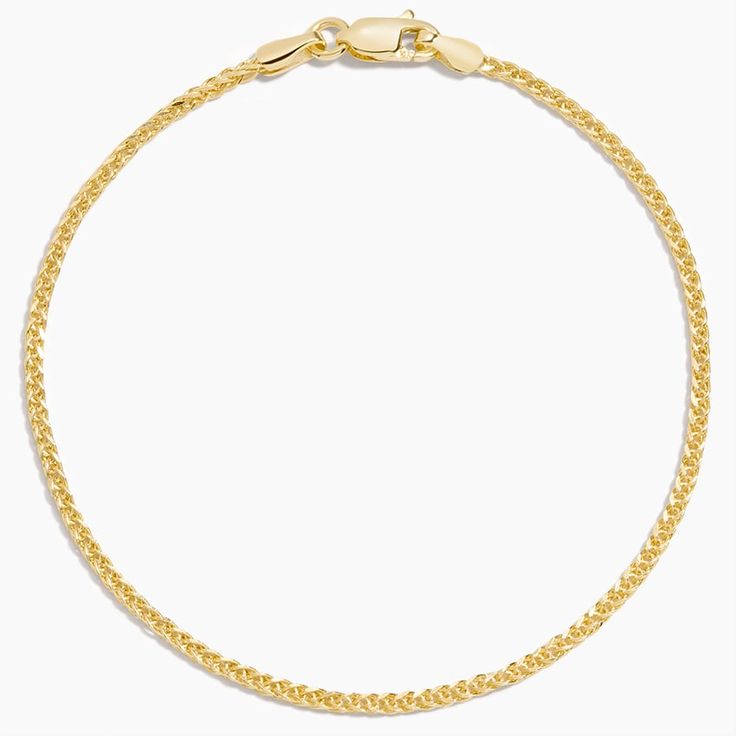 Dakota 6.5 in. Wheat Chain Bracelet - 14K Yellow Gold. Tightly woven links form a contemporary look in this wheat chain bracelet that can be worn on its own for a daily look or added to a stack for a bolder feel. Daily Look, Chain Bracelet, Wheat, Jewelry Bracelets, Jewelry Accessories, Yellow Gold, Bracelet, My Style, Chain