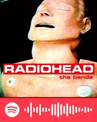 radiohead the bends logo with an image of a man's head and ear