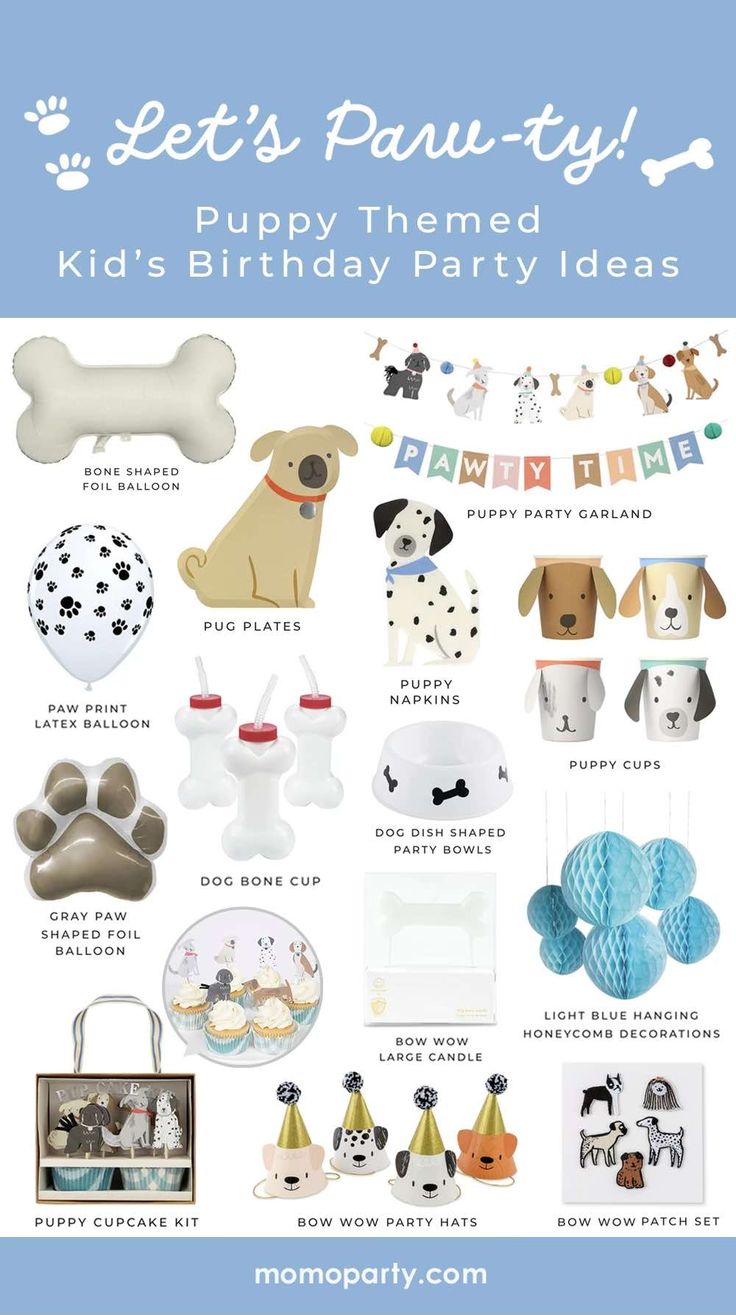 a birthday party with lots of dog themed items