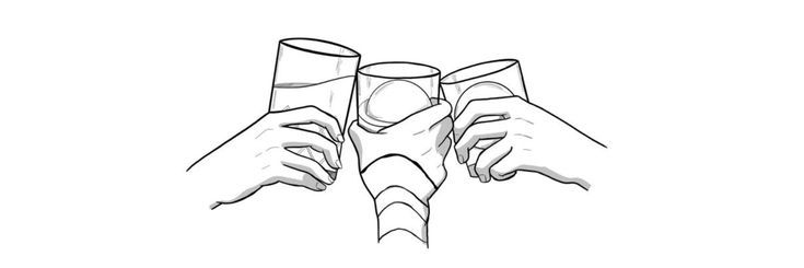 two hands holding wine glasses with their fingers