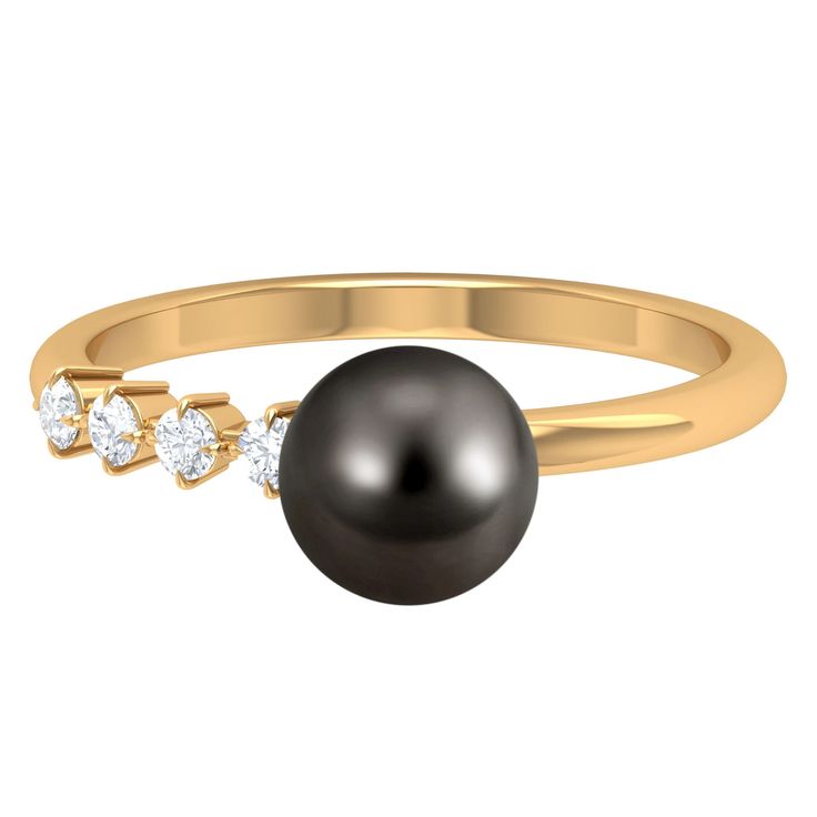 Product Details Uniquely designed Tahitian Pearl Engagement Ring is featuring Round Diamond held in prong setting one side of the shank to give ring a creative look. Tahitian Black Pearl Solitaire Ring is crafted in Gold for luxurious charm. Exclusiveness of this Pearl Ring will mesmerize your partner. Product Information SKU SHP-RINGS112113152 Width 8.5 mm Height 8 mm Weight 1.60 gm (Approximate) TAHITIAN PEARL INFORMATION No.of Stones 1 Pieces Total Weight 8.09 Carat (Approximate) Dimension(approx) Round-8X8 mm-1 Pcs Color Black Cut Brilliant Shape Round Setting Type Bead-Set Quality Grade AAA DIAMOND INFORMATION No.of Stones 4 Pieces Total Weight 0.19 Carat (Approximate) Dimension(approx) Round-2X2 mm-4 Pcs Color HI Cut Brilliant Shape Round Setting Type Bead-Set Quality Grade SI View M Pearl Engagement Ring, Tahitian Black Pearls, Ring With Diamond, Signature Jewelry, 18k Yellow Gold Ring, Tahitian Pearls, Timeless Jewelry, Black Pearl, Solitaire Engagement