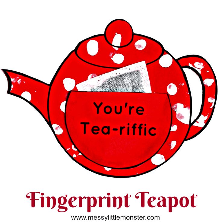 a red teapot with white polka dots and the words you're tea - tic on it