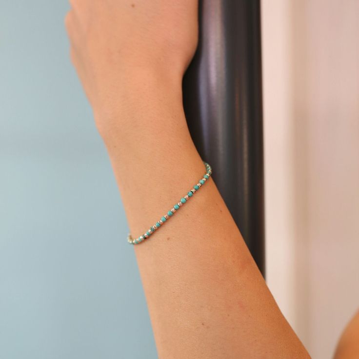 "\"TURQUOISE and 14k Gold Beaded Bracelet, Throat Chakra Crystal Healing Bracelet, December birthstone gift, Genuine Turquoise Gemstone\" ∙ P R O D U C T I O N ∙ ‣ All of our products are handmade and made to order ‣ All of our items are 14K real gold. We do not carry any gold filled, gold plated, or gold vermeil items. Also there are no other metals used so all items are hypoallergenic. ‣ Raw materials are coming from historical gold and jewelry market of Istanbul Grand Bazaar. The Grand Bazaar Fine Jewelry Beaded Bracelets With Round Beads As Gift, Turquoise Bracelets For Gift, Turquoise Birthstone Bracelet, Elegant Turquoise Birthstone Bracelets, Fine Jewelry Gemstone Beaded Bracelets For Gifts, Adjustable Turquoise Jewelry For May Birthstone, Dainty Turquoise Gemstone Bracelets, Turquoise Jubilee Bracelet Jewelry Gift, Gemstone Beads Jewelry For May Birthstone