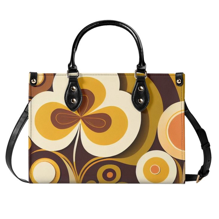 Get ready to add some flower power to your wardrobe with this groovy retro satchel! Featuring a fun and playful print, this satchel will add a pop of color and personality to any outfit. With a spacious interior and convenient pockets, it's both stylish and functional. (Peace and love, man!) Premium PU Leather: Crafted from high-quality PU leather for durability and style. Versatile Sizing: Available in three sizes to suit your needs and preferences. Sturdy Top Handles: Features two sturdy top h Retro Brown Satchel Shoulder Bag, Retro Canvas Satchel With Adjustable Strap, Retro Brown Shoulder Bag With Top Handle, Retro Brown Crossbody Bag, Retro Brown Shoulder Bag For On-the-go, Multicolor Floral Print Top Handle Shoulder Bag, Trendy Multicolor Top Handle Satchel, Retro Satchel With Adjustable Strap And Double Handle, Multicolor Retro Satchel With Adjustable Strap