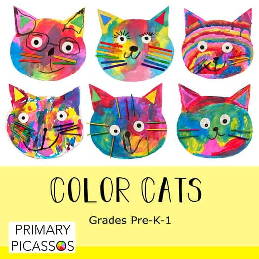 colorful cats made out of paper with the words color cats