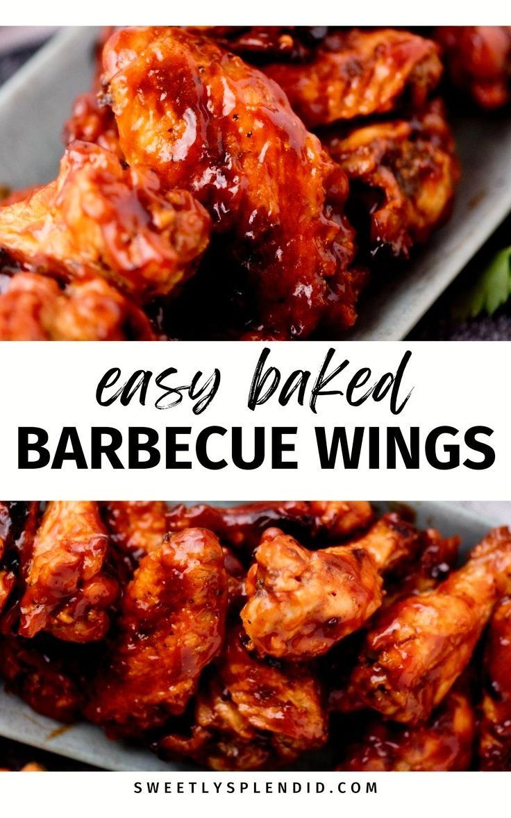 easy baked barbecue wings with bbq sauce and lettuce