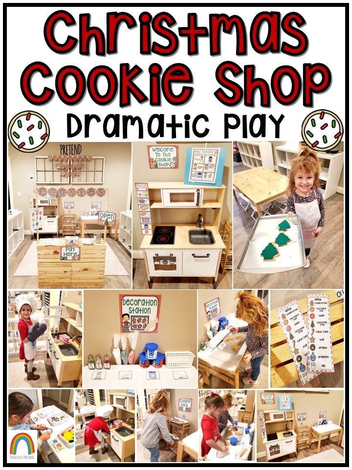 christmas cookie shop dramatic play for toddlers and older children to learn how to make cookies