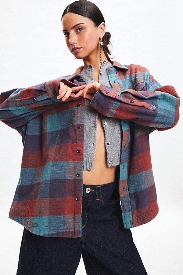 Elevated essential BDG shirt in an oversized, boxy fit. Designed in a soft cotton flannel featuring a collared neckline, button-down front, long sleeves and a curved hem. Topped with a chest pocket. Exclusively at Urban Outfitters. Features BDG Dani oversized flannel shirt Slouchy flannel shirt jacket Soft brushed cotton flannel Collared neckline and long sleeves with buttoned cuffs Front chest pocket Button-down front Curved hem Boxy, oversized fit Tunic length Button closure UO exclusive Conte Oversized Flannel Tops For Fall, Oversized Fall Flannel Shirt, Oversized Flannel Shirt For Fall, Oversized Flannel Shirt For Everyday Fall Wear, Oversized Fall Flannel Shirt For Everyday, Oversized Plaid Collared Top, Oversized Plaid Shirt For Fall, Oversized Flannel Button-up Shacket, Oversized Flannel Collared Shirt