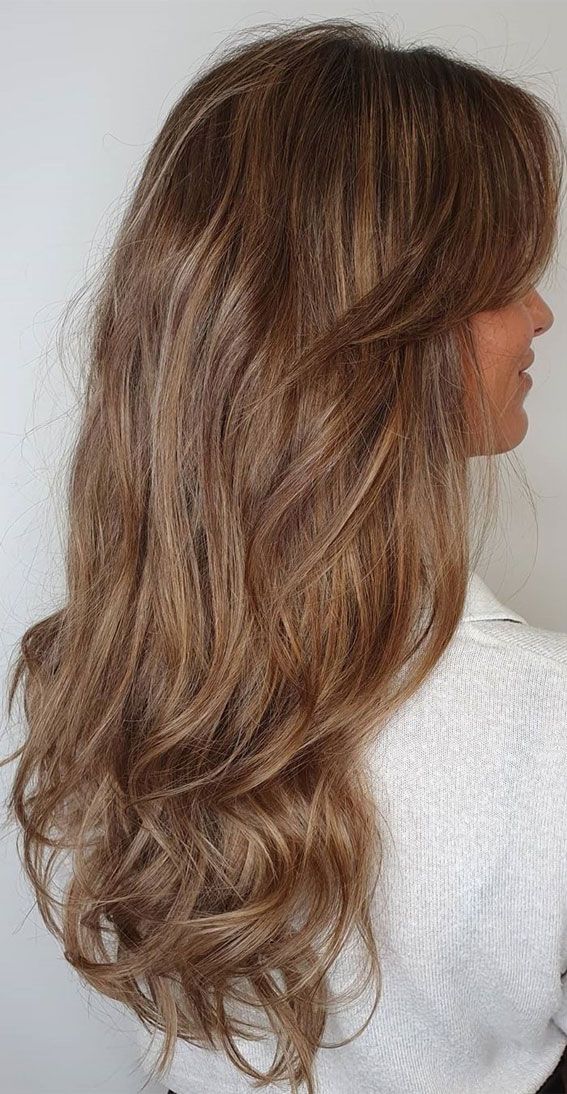 19. Caramel shortbread balayage Looking for your new hair color to try in this season? If you can’t decide blonde or brown, well we... Honey Brown Hair Color, Caramel Blonde Hair, Bored Board, Honey Brown Hair, Dreamy Aesthetic, Bronde Hair, Brown Hair Inspo, Hair Color Caramel, Gorgeous Hair Color