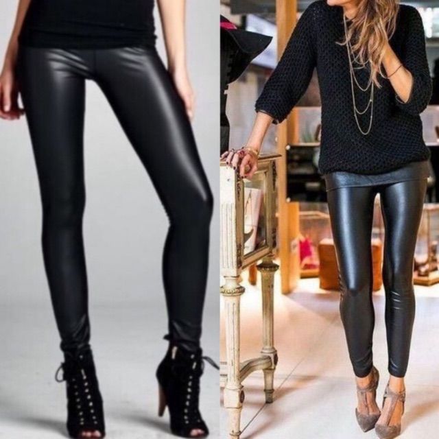 Trendy Matte Black Leggings. Sizes Small 0-2 Med 4-6 Large 8-10 Black Leather Leggings Outfit, Women Leggings Outfits, Leather Tights, Leather Leggings Outfit, Snakeskin Leggings, Leather Pants Outfit, Black Leather Leggings, Vegan Leather Leggings, Prom Outfits