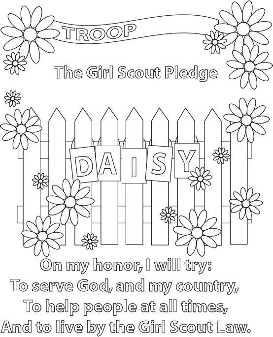 a coloring page with flowers and the words troop