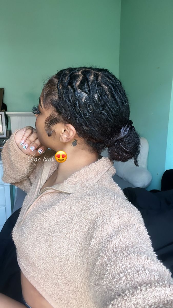 Tips For Starter Locs, Low Bun On Locs, Over Locs Hairstyles, Loc Budding Stage, No Retwist Loc Styles For Women Short, Loc Hairstyles No Retwist, Low Loc Bun, Quick Loc Styles Simple No Retwist, No Retwist Loc Styles Short