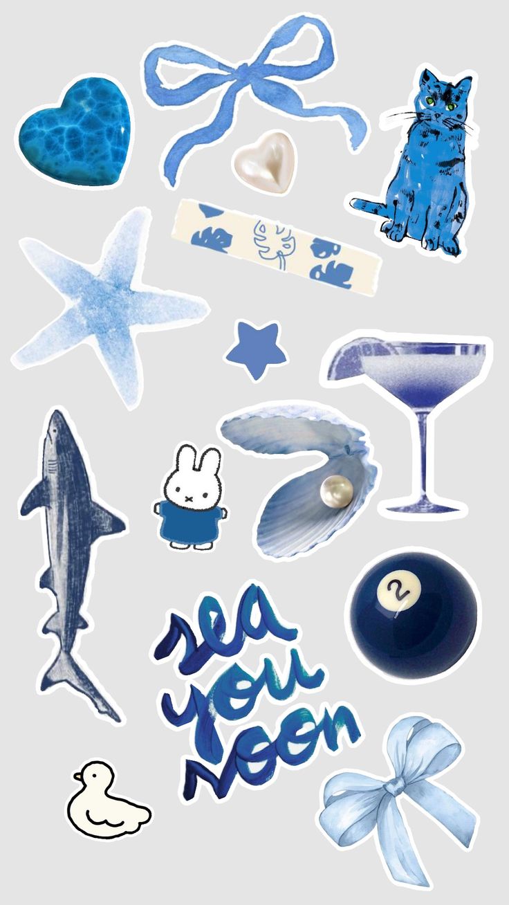 various stickers and decals on a white background