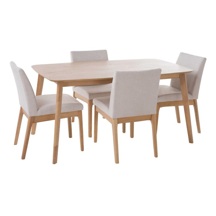 a wooden table with four chairs around it