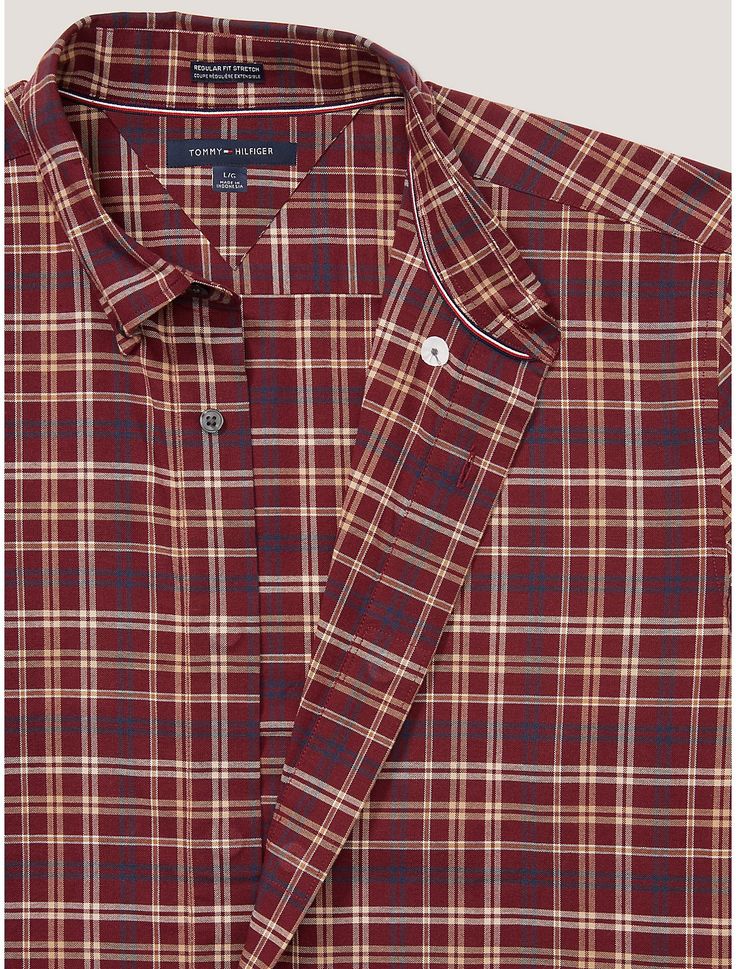 Tommy Hilfiger men’s shirt. Our famously soft stretch cotton shirt, made memorable in a punched-up, versatile plaid. Classically cut for a comfortable fit. Part of our Adaptive Collection, designed for ease of dressing in classic Tommy style.  Material: 98% Organic Cotton, 2% Elastane. Classic Plaid Tops For Casual Gatherings, Classic Plaid Shirt For Casual Gatherings, Classic Plaid Business Tops, Classic Plaid Tops For Business Casual, Tommy Hilfiger Classic Workwear Shirt, Tommy Hilfiger Classic Shirt For Work, Tommy Hilfiger Classic Work Shirt, Classic Tommy Hilfiger Shirt For Work, Tommy Hilfiger Man