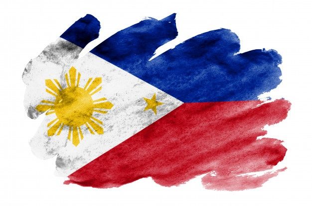 the philippines flag painted with watercolors