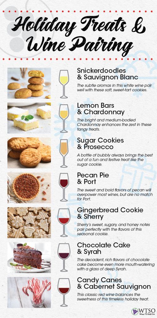 the holiday treats and wine pairing menu