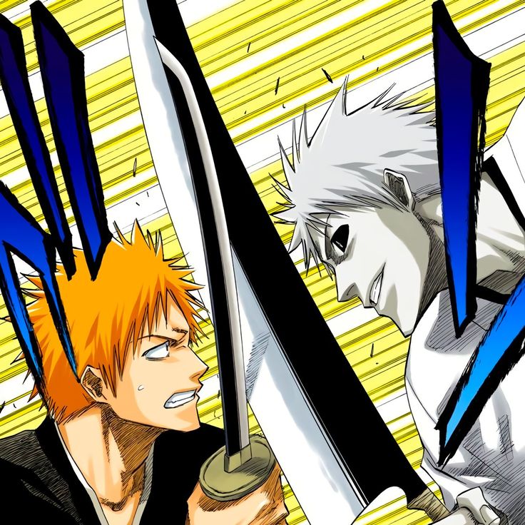 two anime characters with swords in their hands