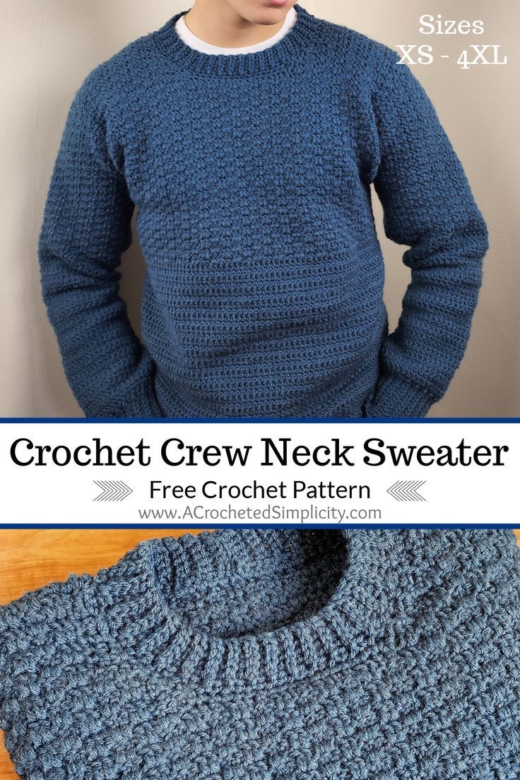 the crochet crew neck sweater pattern is shown