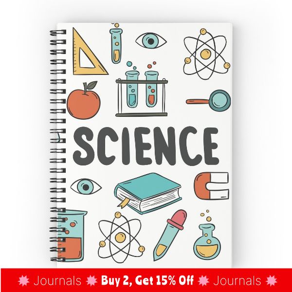 a spiral notebook with the words science on it