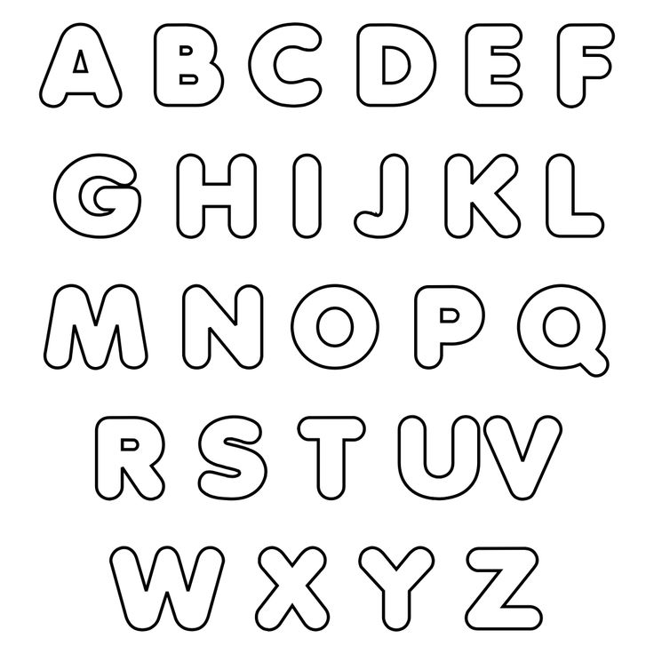 the alphabet is outlined in black and white