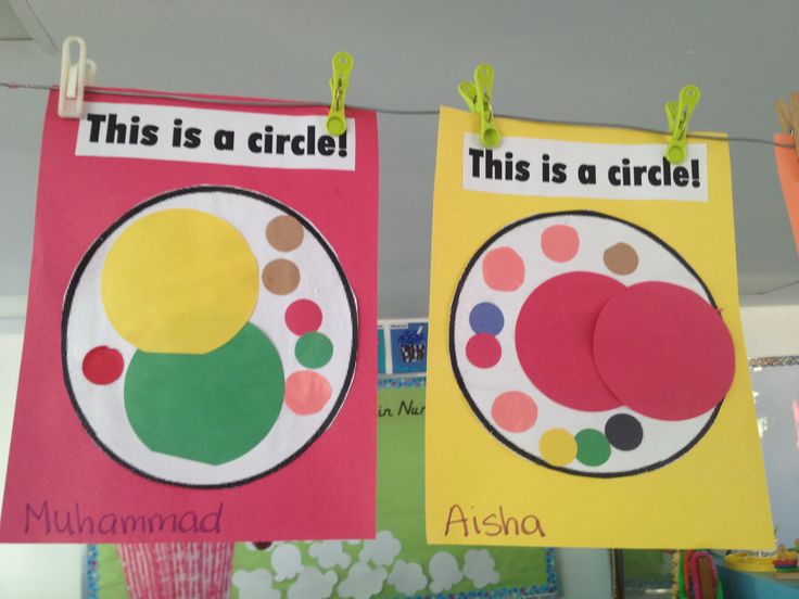 two bulletin boards with different shapes and words on them hanging from the ceiling in a classroom