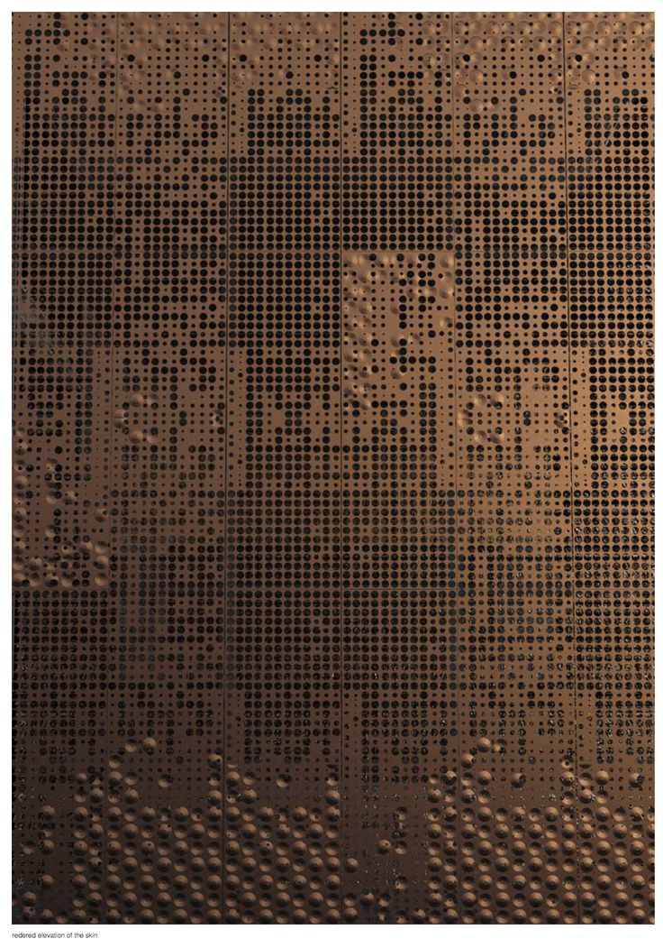 an abstract pattern made up of squares and dots on a brown background with black spots