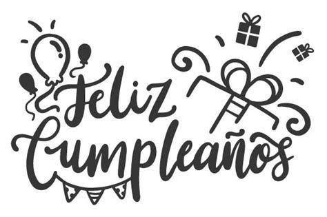 the word feliz cumplanos written in cursive writing and surrounded by gift boxes