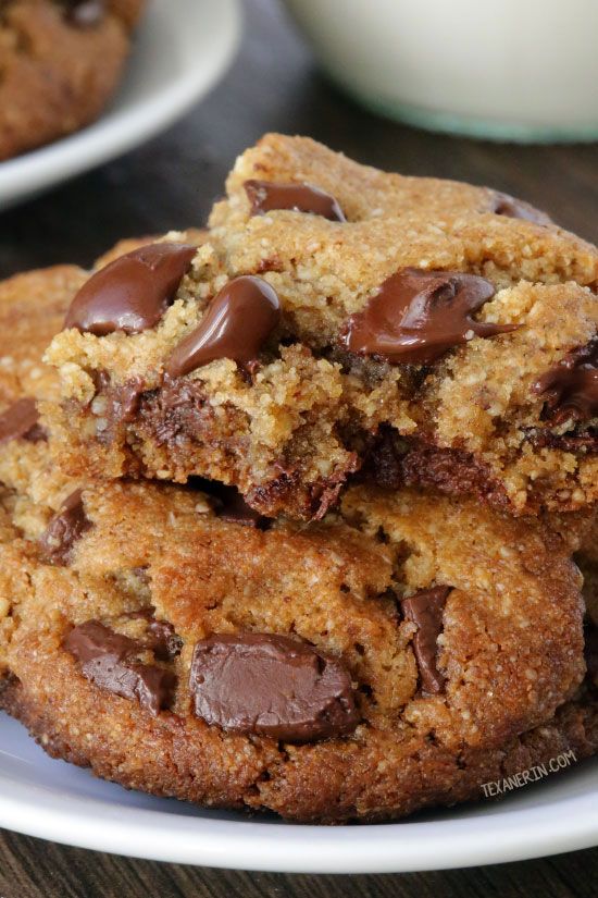 two chocolate chip cookies stacked on top of each other