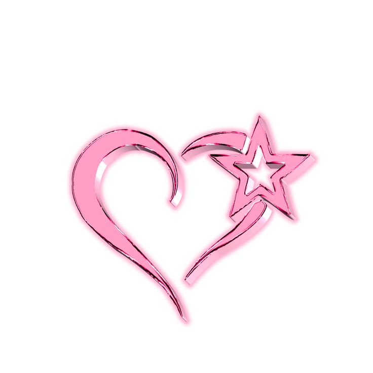 a pink heart and star on a white background