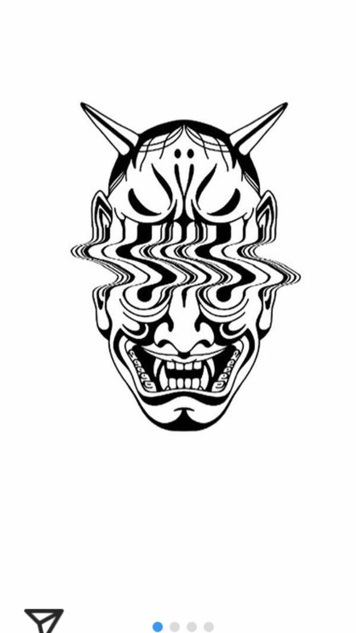 an image of a mask with horns on it's head and the word demon above it