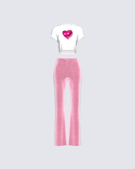 Pink Flared Pants, Sit Out, Tumblr Outfits, Netflix And Chill, Dress Gloves, Teenager Outfits, Flared Pants, Adjustable Waistband, Short Sleeve Cropped Top