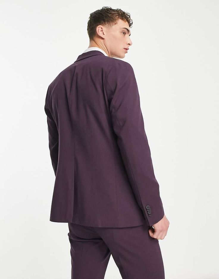 Suits by New Look Suit yourself Notch lapels Padded shoulders Two-button fastening Skinny fit Plum Purple, Body Fit, Jeans Shop, Suits You, New Look, Plum, Must Haves, Suit Jacket, Latest Trends