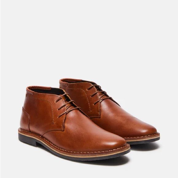 Steve Madden Harken Cognac Leather New Brown Chukka Boots For Fall Workwear, Casual Cognac Boots For Work, Brown Ankle Chukka Boots For Work, Brown Chukka Boots For Formal Occasions In Fall, Fall Brown Chukka Boots For Formal Occasions, Fall Season Brown Chukka Boots For Formal Occasions, Brown Chukka Boots For Business In Fall, Classic Brown Chukka Boots For Business, Fall Brown Chukka Boots For Business