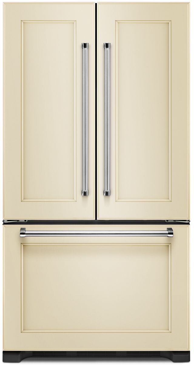 a white refrigerator freezer sitting inside of a kitchen next to a wall mounted oven