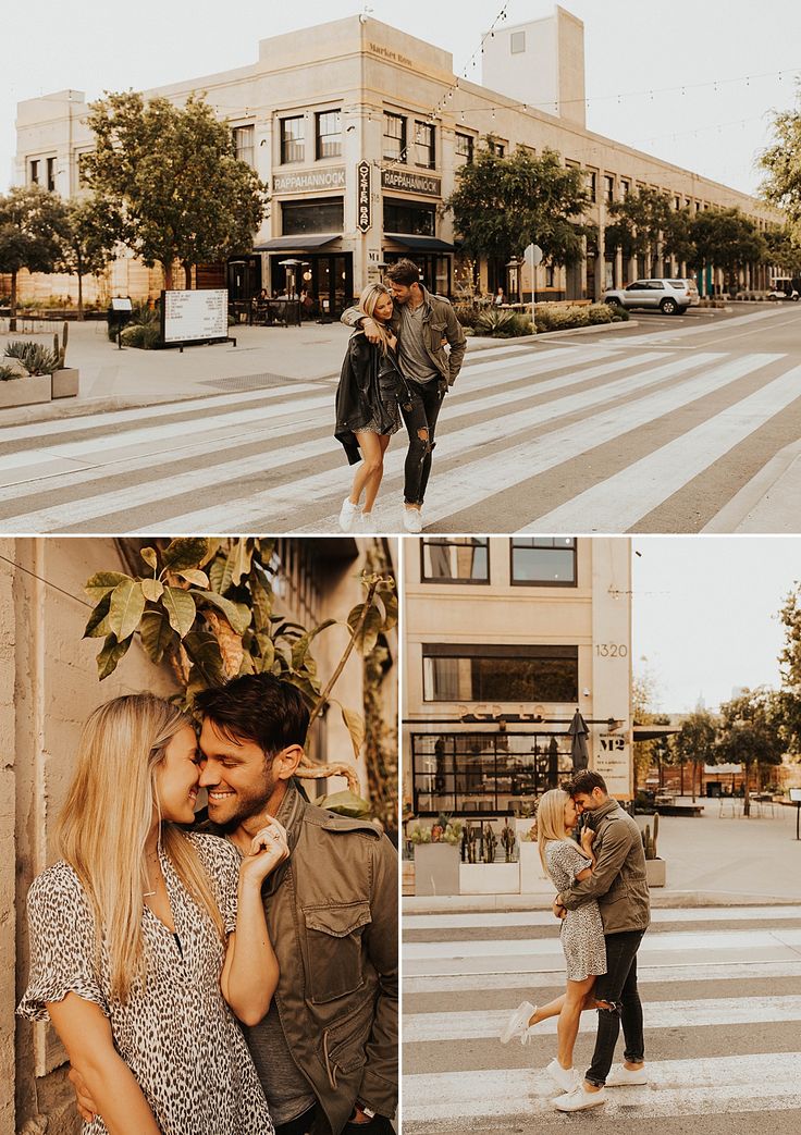 two people standing in front of a building