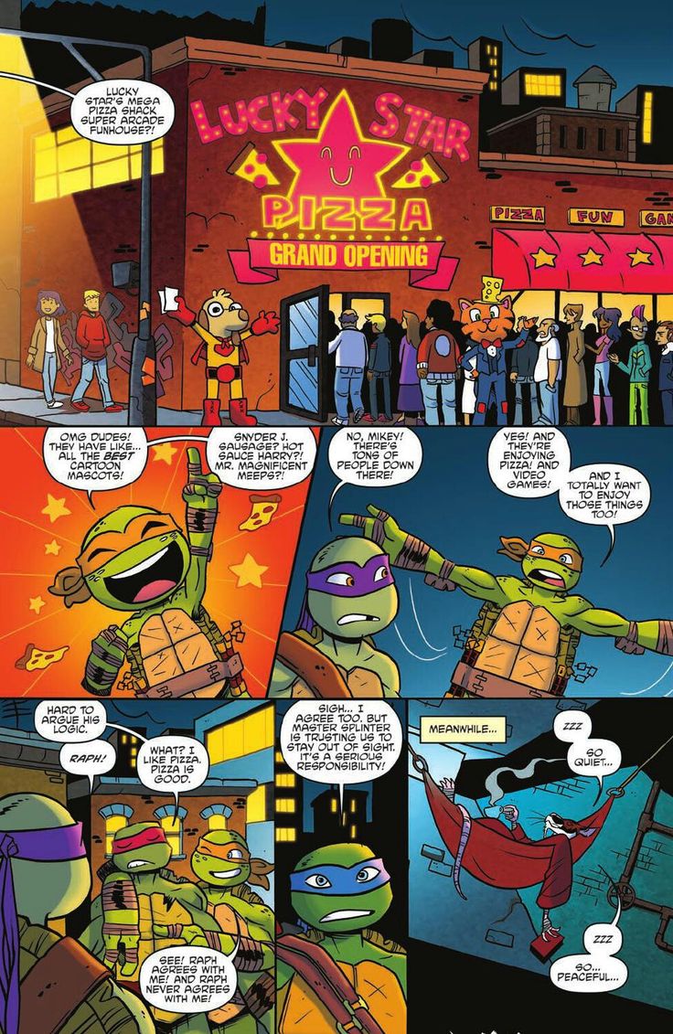 a comic page with an image of a turtle in the middle of it and people standing around