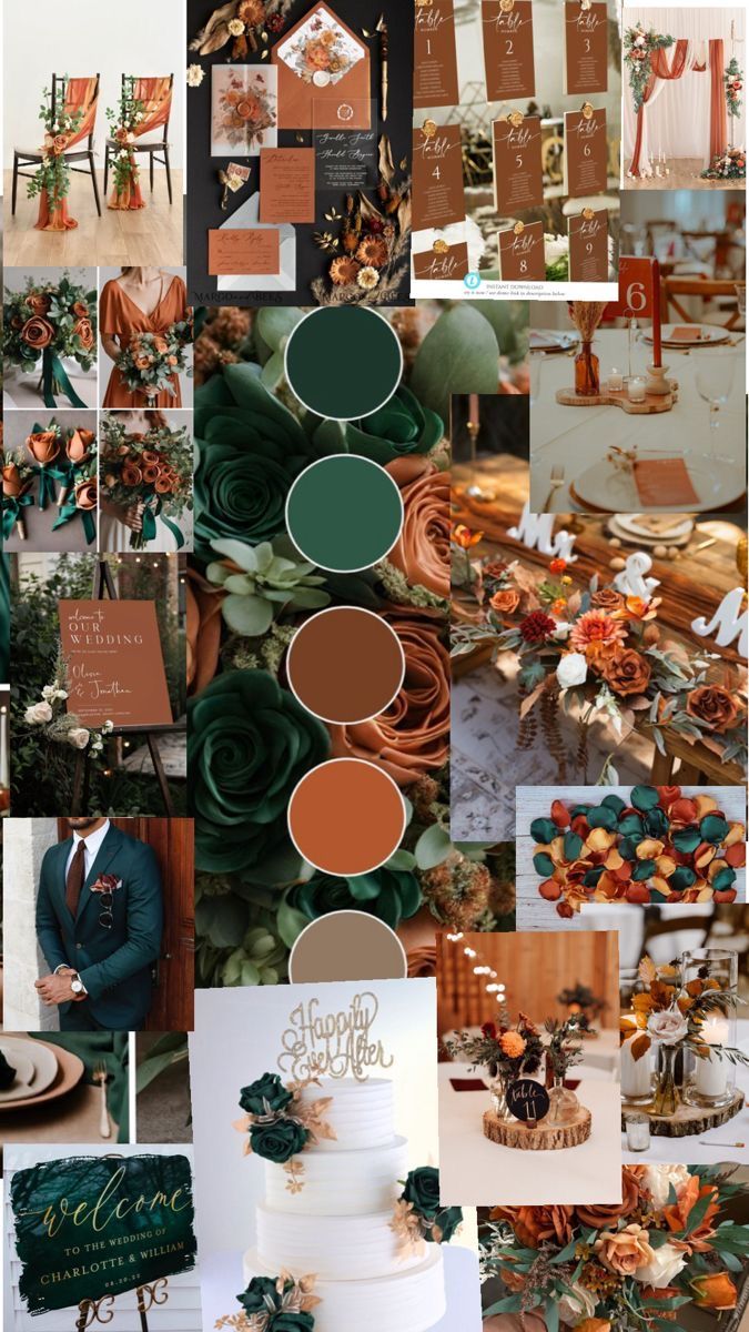 a collage of different wedding colors and decorations