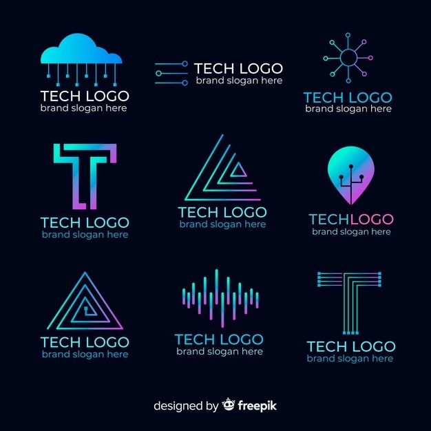 tech logo collection in neon colors