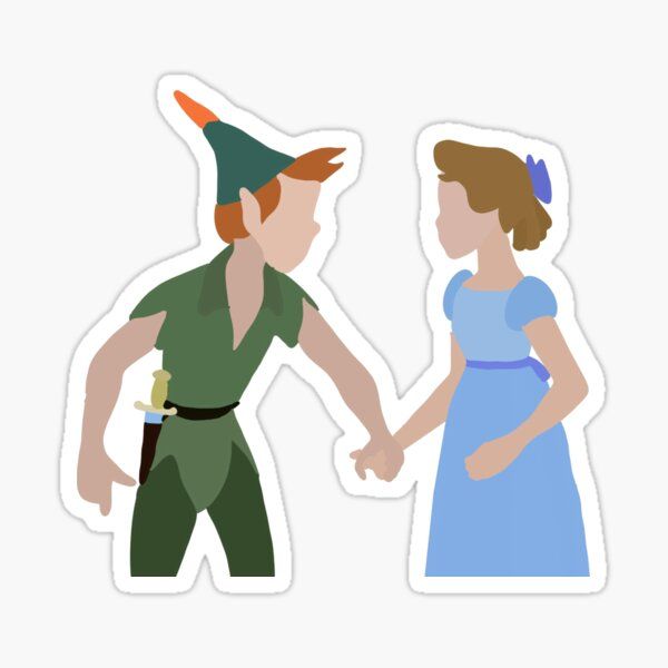 an image of a man and woman in costume holding hands with each other sticker