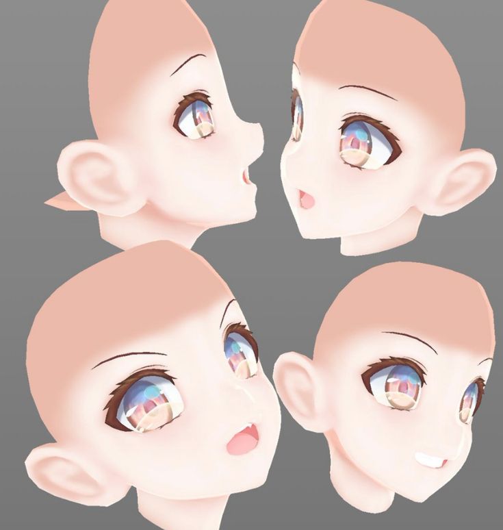 four different angles of the head of a baby girl with blue eyes and pink cheeks