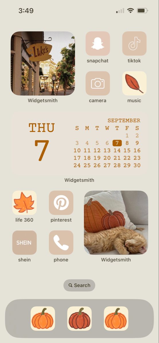 an image of a calendar with pumpkins and leaves on the front, and other things in