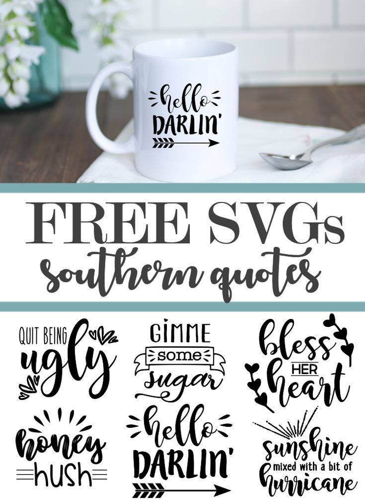 coffee mug with the words free svg southern squats on it and other hand lettering