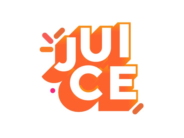 the logo for juice, which is orange and has an image of a dog's head