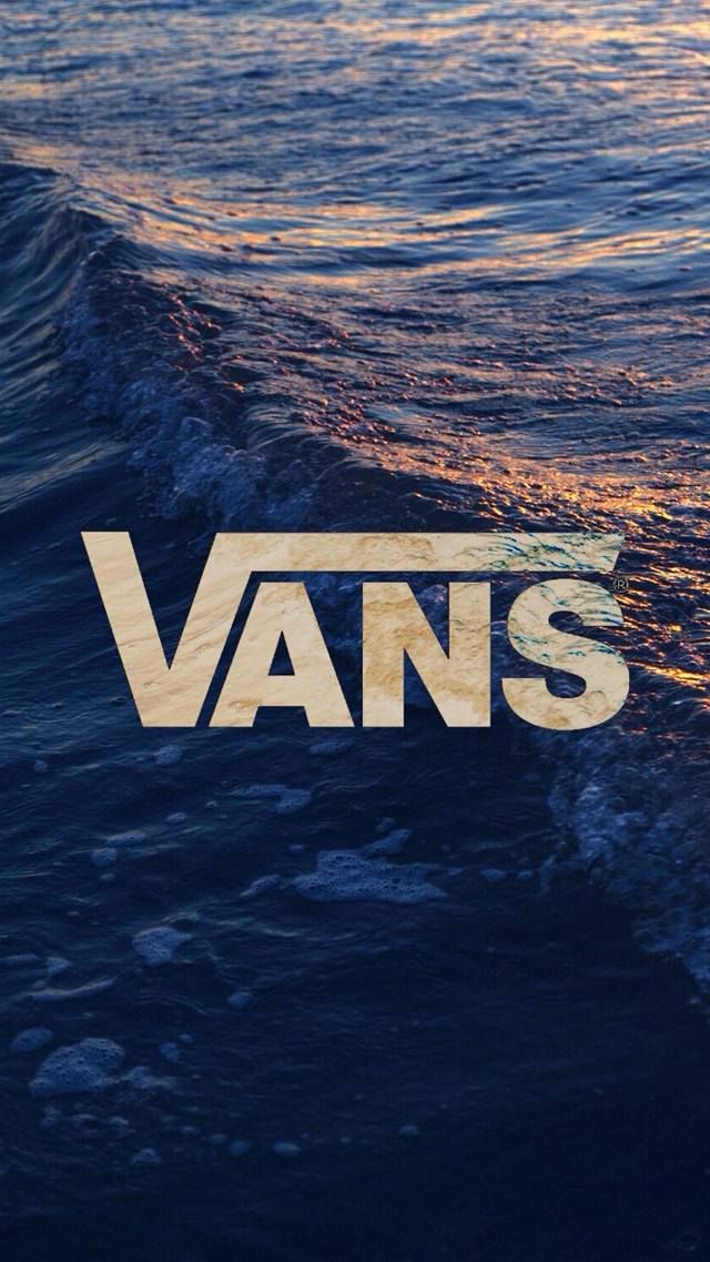 an image of the word vans on top of waves in the ocean at sunset or sunrise