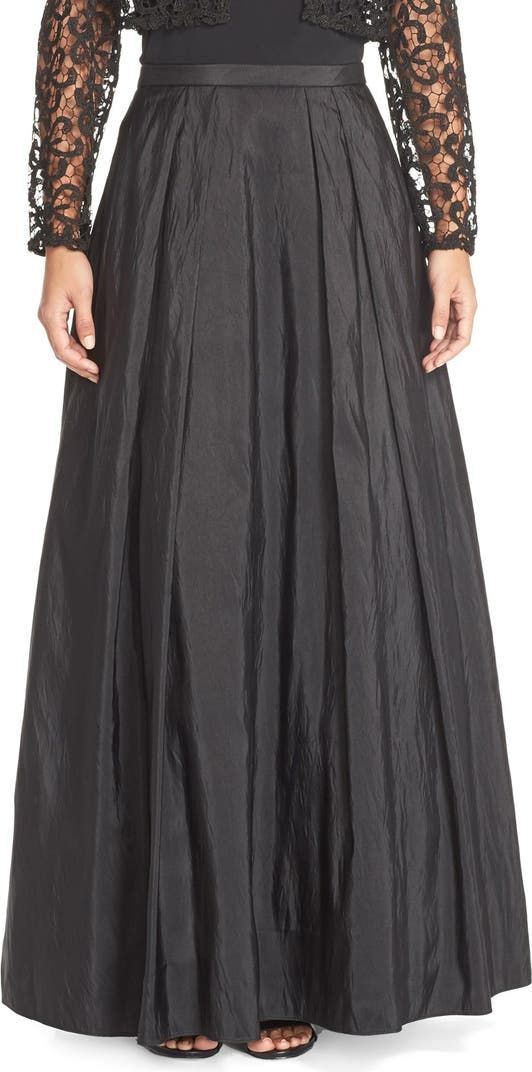 Alex Evenings Taffeta Ball Skirt | Nordstrom Fitted Black Lace Top, Formal Skirt Outfit, Crinkle Skirt, Cocktail Skirts, Taffeta Skirt, Ball Skirt, Dress History, Evening Skirts, Embellished Sweaters