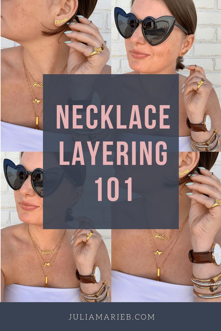 Wearing Necklaces How To, How To Wear Three Necklaces, Layered Necklaces With Tshirt, Pendant Necklace Layering, How To Stack Necklaces Without Tangling, Wearing Multiple Necklaces, How To Layer Earrings, Chain Lengths For Necklaces, How To Layer Jewelry Style