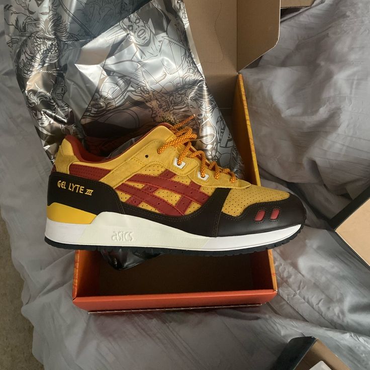 Limited To 2,500 Pairs, This Kith X-Men Collab Is Super Rare, Brand New, Only Opened To Reveal Which Of The 7 In Collection It Was. Yellow Asics Sneakers For Sports, Yellow Sporty Asics Sneakers, Sporty Yellow Asics Sneakers, Yellow Low-top Asics Sneakers, Asics Multicolor Sneakers, Asics Multicolor Lace-up Sneakers, Asics Red Sneakers With Round Toe, Casual Red Asics Sneakers, Asics Multicolor Low-top Sneakers